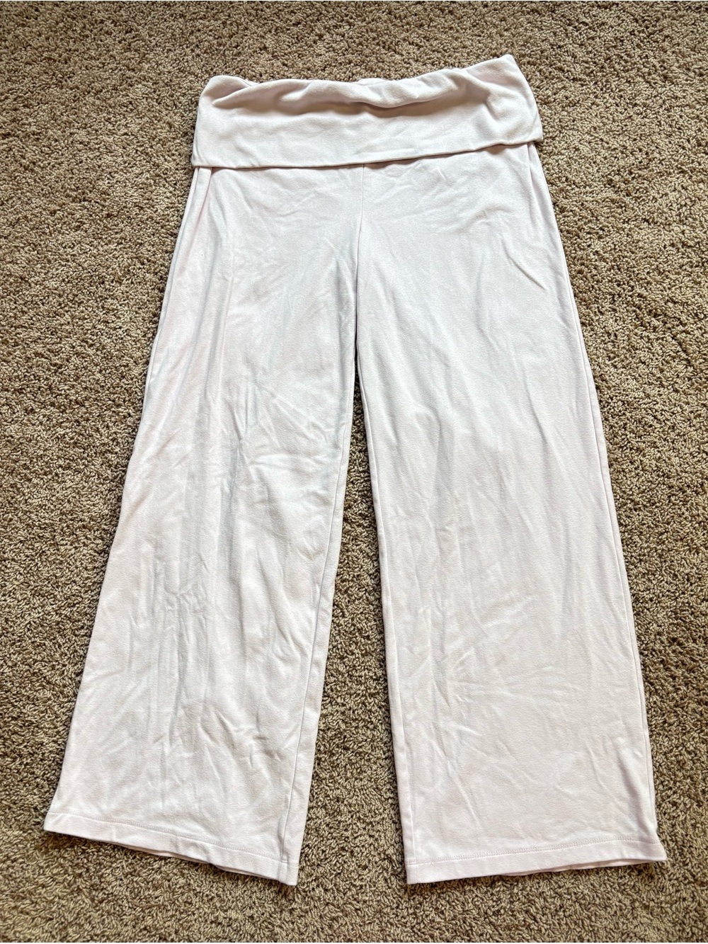 Baby pink Wide Leg Fold-Over Pants